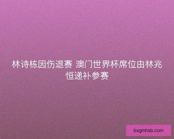 林诗栋因伤退赛 澳门世界杯席位由林兆恒递补参赛